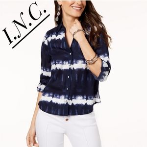 EUC ~ I.N.C. Tie-dye Button-up Top